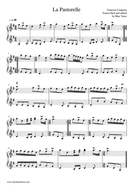 Free Sheet Music La Pastorelle Francois Couperin