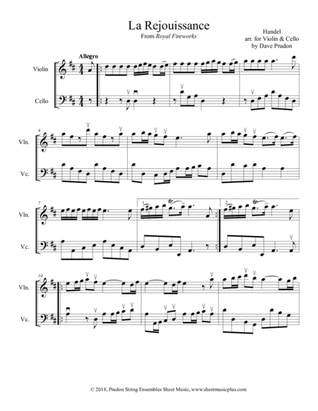 La Rejouissance For Violin And Cello Sheet Music