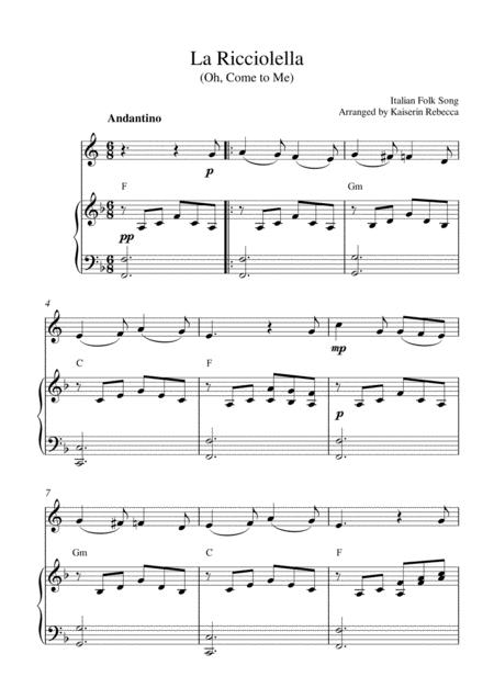 La Ricciolella Oh Come To Me English Horn Solo And Piano Accompaniment With Chords Sheet Music