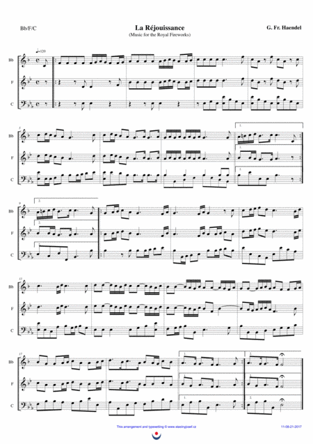 La Rjouissance Music For The Royal Fireworks Sheet Music