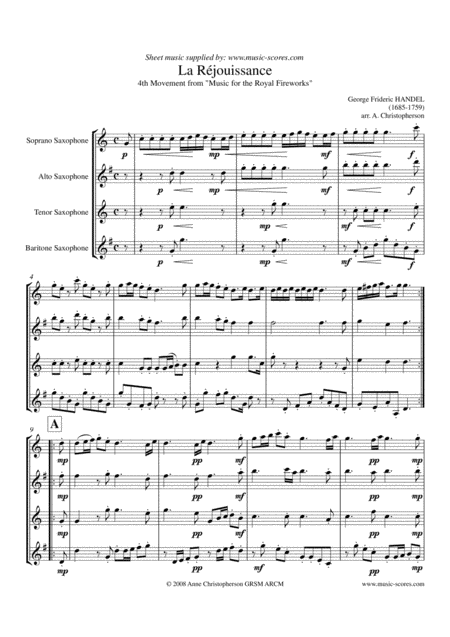 La Rjouissance Sax Quartet Sheet Music