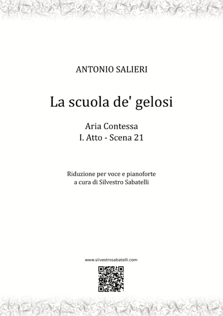 La Scuola De Gelosi Aria Della Contessa I Atto Scena 21 Sheet Music