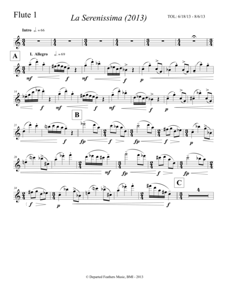 La Serenissima 2013 Flute 1 Sheet Music