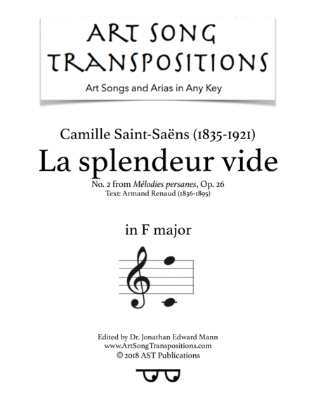 La Splendeur Vide Op 26 No 2 F Major Sheet Music