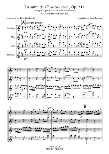 La Suite De El Cascanueces 1 La Obertura Miniatura Sheet Music