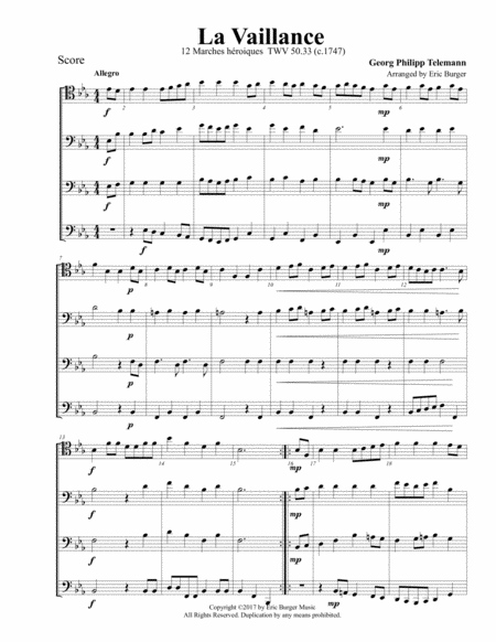 La Vaillance For Trombone Or Low Brass Quartet Sheet Music