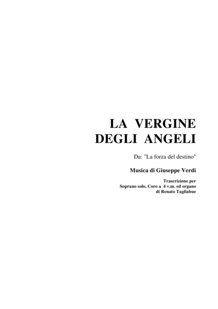 La Vergine Degli Angeli For Solo Satb Choir And Organ Sheet Music