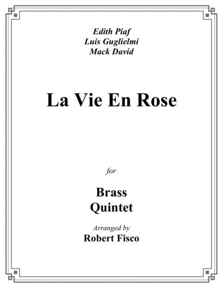 La Vie En Rose For Brass Quintet Sheet Music