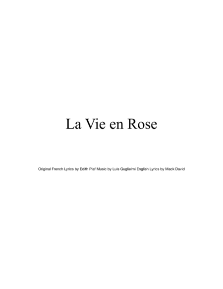 La Vie En Rose String Quartet For String Quartet Sheet Music