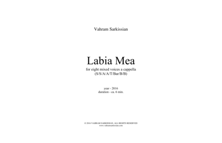 Free Sheet Music Labia Mea For 8 Voices A Cappella