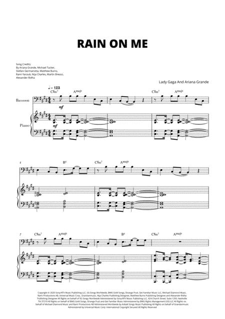 Free Sheet Music Lady Gaga And Ariana Grande Rain On Me For Bassoon And Piano