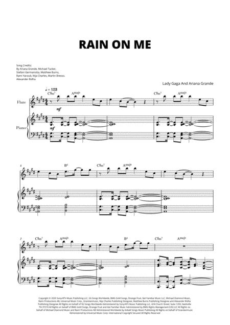 Free Sheet Music Lady Gaga And Ariana Grande Rain On Me For Flute And Piano
