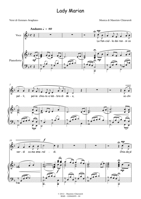 Lady Marian Sheet Music