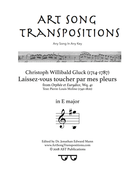 Laissez Vous Toucher Par Mes Pleurs E Major Sheet Music