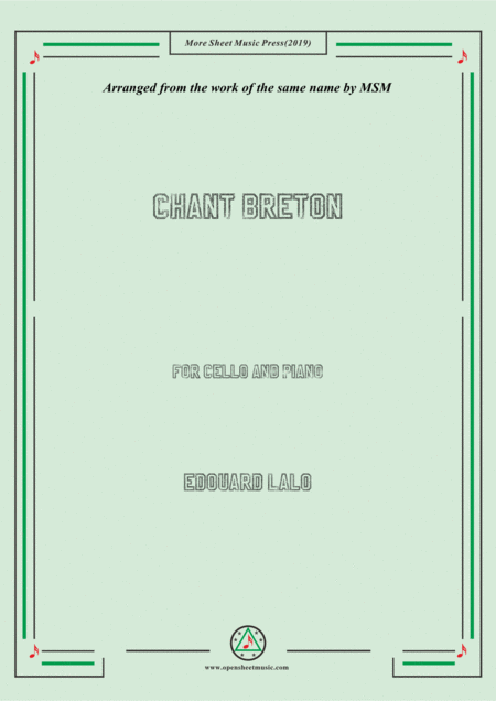 Free Sheet Music Lalo Chant Breton For Cello And Piano