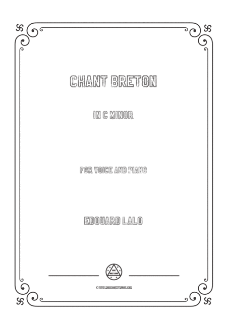 Free Sheet Music Lalo Chant Breton In C Minor For Voice And Piano