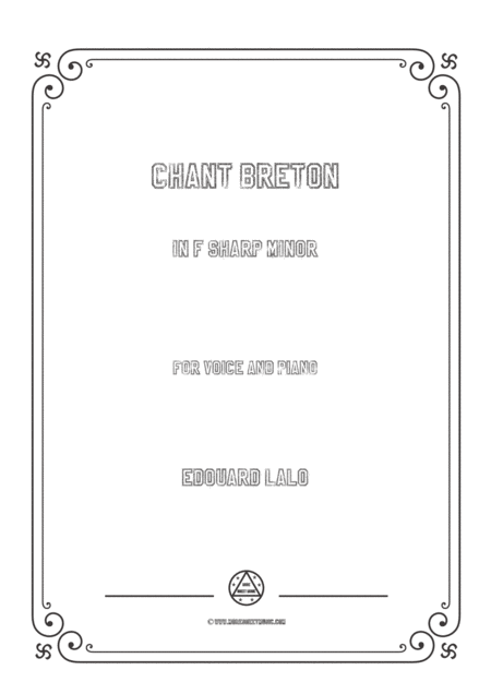 Free Sheet Music Lalo Chant Breton In F Sharp Minor For Voice And Piano