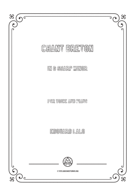 Lalo Chant Breton In G Sharp Minor For Voice And Piano Sheet Music