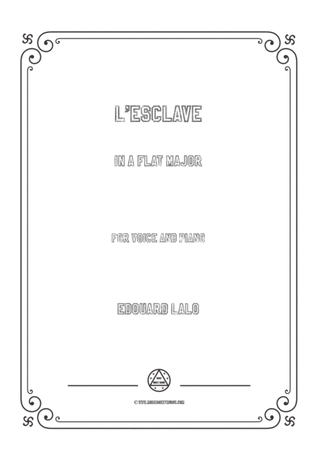 Free Sheet Music Lalo L Esclave In A Flat Major For Voice And Piano