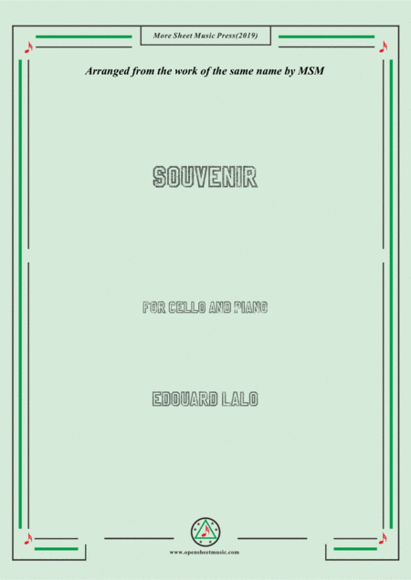 Lalo Souvenir For Cello And Piano Sheet Music