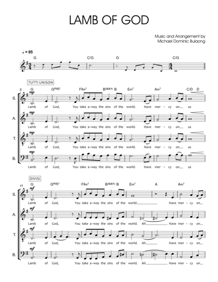 Lamb Of God Choral Score Proclaim New English Translation Of The Roman Missal Sheet Music