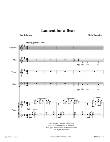 Lament For A Bear Sheet Music