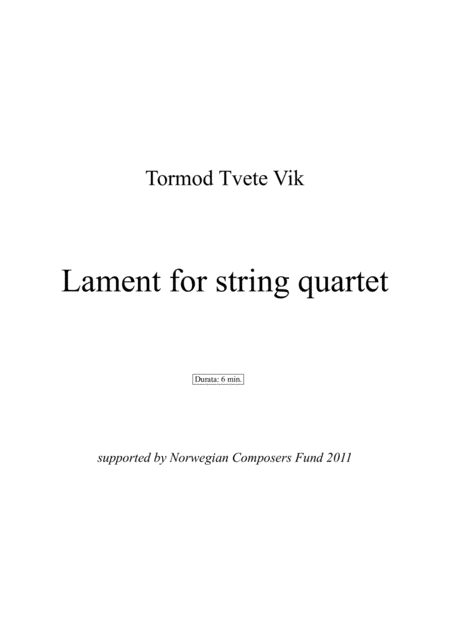 Lament For String Quartet Sheet Music