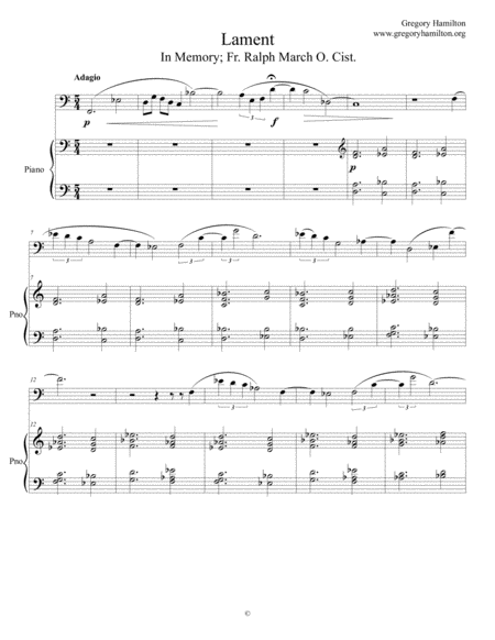 Free Sheet Music Lament For Trombone And Piano In Memory Of Fr Ralph March O Cist