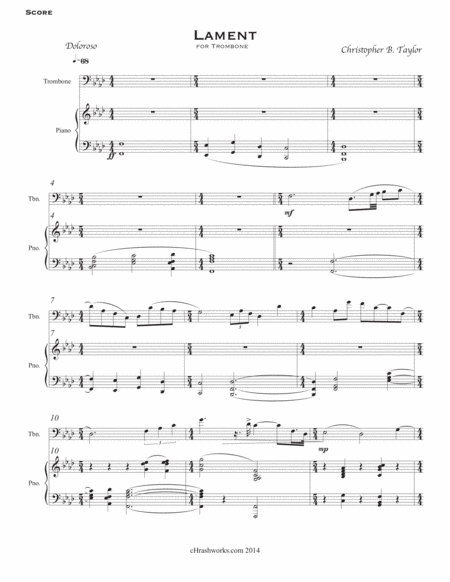 Free Sheet Music Lament For Trombone