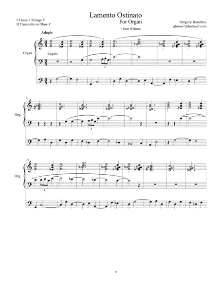 Lamento Ostinato For Organ Sheet Music