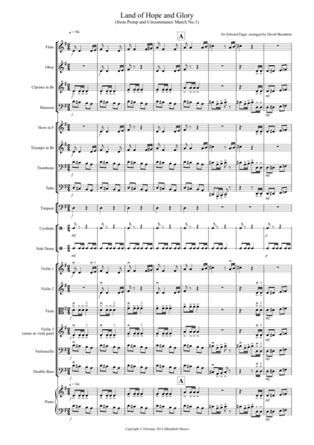 Land Of Hope And Glory For School Orchestra Sheet Music