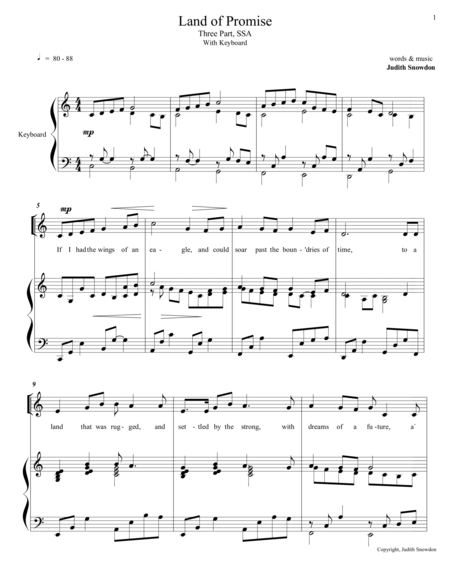 Free Sheet Music Land Of Promise Two Part With Descant