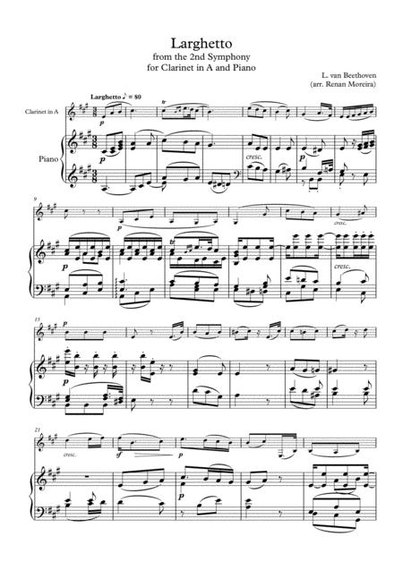 Free Sheet Music Larghetto For Clarinet In A And Piano