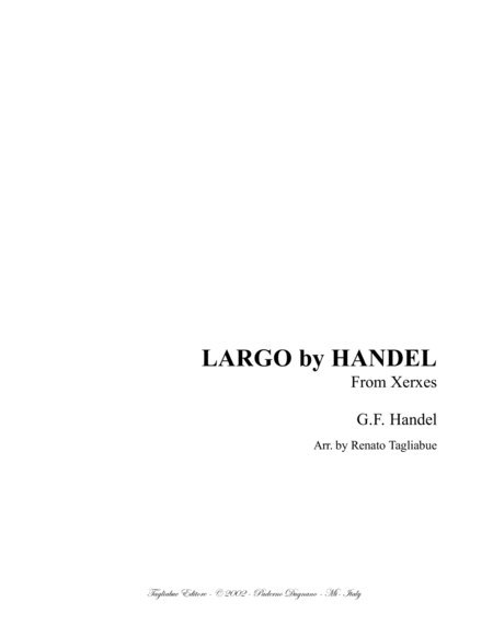 Largo By Handel From Op Xerxes Hwv 40 Arr For String Quartet Sheet Music