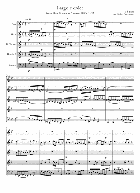 Free Sheet Music Largo E Dolce From Flute Sonata In A Major Bwv 1032