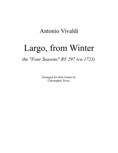 Free Sheet Music Largo From Winter Guitar Solo