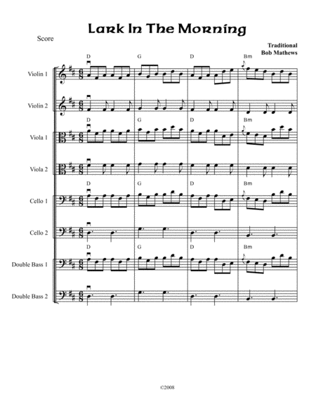 Lark In The Morning For Strings Sheet Music