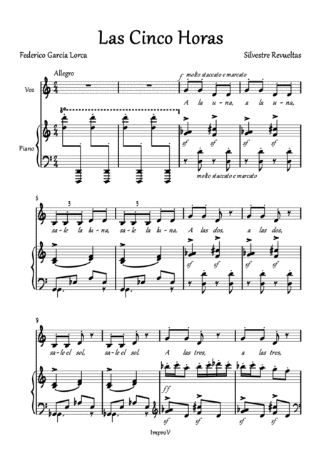 Free Sheet Music Las Cinco Horas