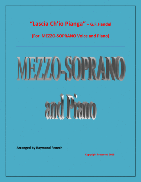 Lascia Ch Io Pianga From Opera Rinaldo G F Handel Mezzo Soprano And Piano Sheet Music