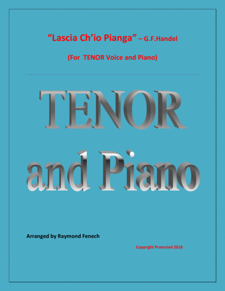 Lascia Ch Io Pianga From Opera Rinaldo G F Handel Tenor Voice And Piano Sheet Music