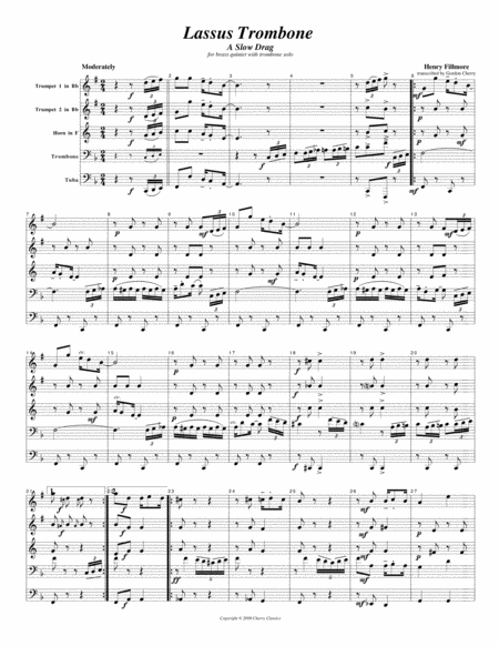 Lassus Trombone For Trombone With Brass Quintet Sheet Music