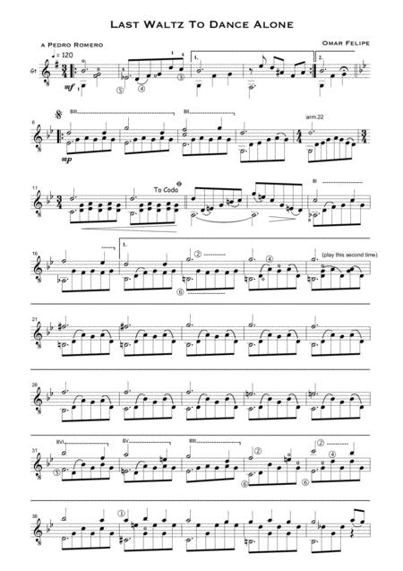 Last Waltz To Dance Alone For Solo Guitar Sheet Music