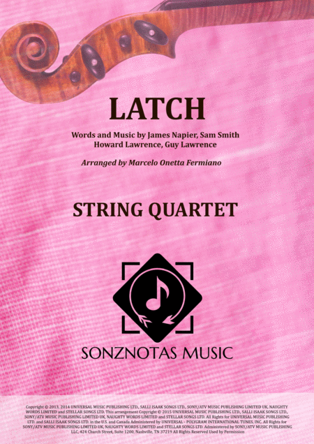 Latch Sam Smith Sheet Music For String Quartet Score And Parts Sheet Music