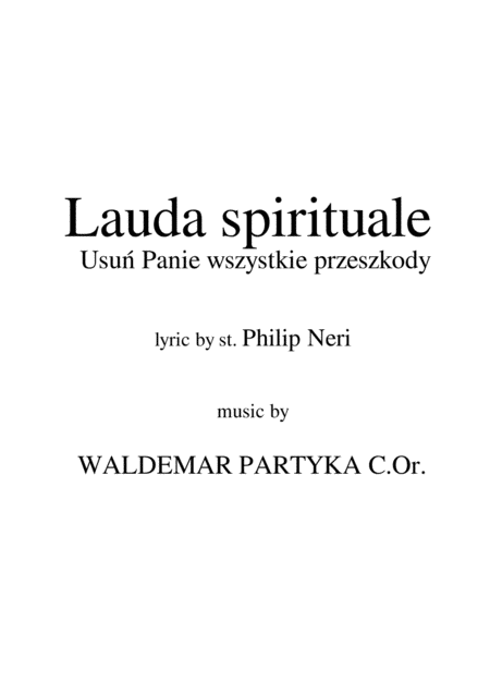 Free Sheet Music Lauda Spirituale Usu Panie Wszystkie Przeszkody