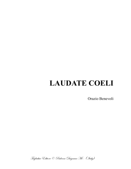 Free Sheet Music Laudate Coeli O Benevoli For Sattb Choir