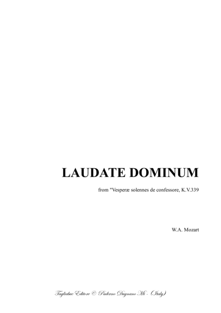 Laudate Domunim Mozart For Soprano Satb Choir And Piano With Piano Part Sheet Music