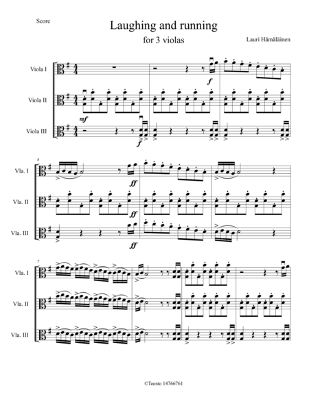 Laughing And Running For 3 Violas Sheet Music