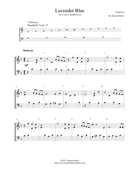 Lavender Blue For 2 Octave Handbell Choir Sheet Music