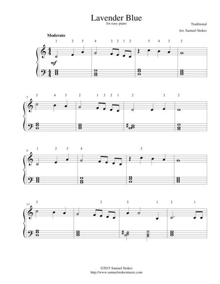 Lavender Blue For Easy Piano Sheet Music