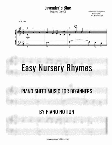 Lavenders Blue Dilly Dilly Easy Piano Solo Sheet Music